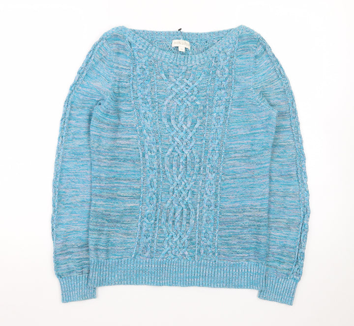 Monsoon Women’s Blue Cable-Knit Cotton Blend Jumper M