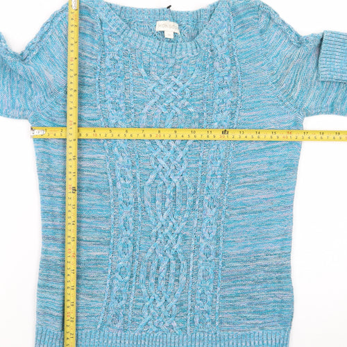 Monsoon Women’s Blue Cable-Knit Cotton Blend Jumper M