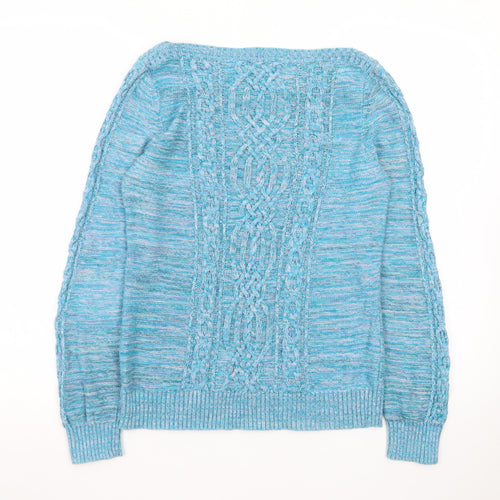 Monsoon Women’s Blue Cable-Knit Cotton Blend Jumper M