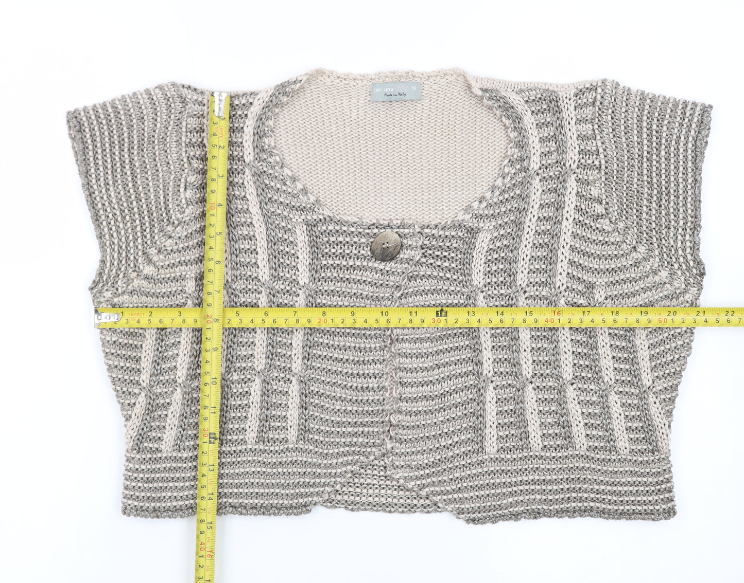 Marks and Spencer Women’s Beige Knit Sleeveless Cardigan Size 16