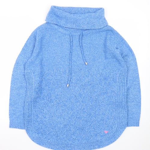 Country Rose Women Blue Cable Knit Cowl Neck Pullover Jumper M