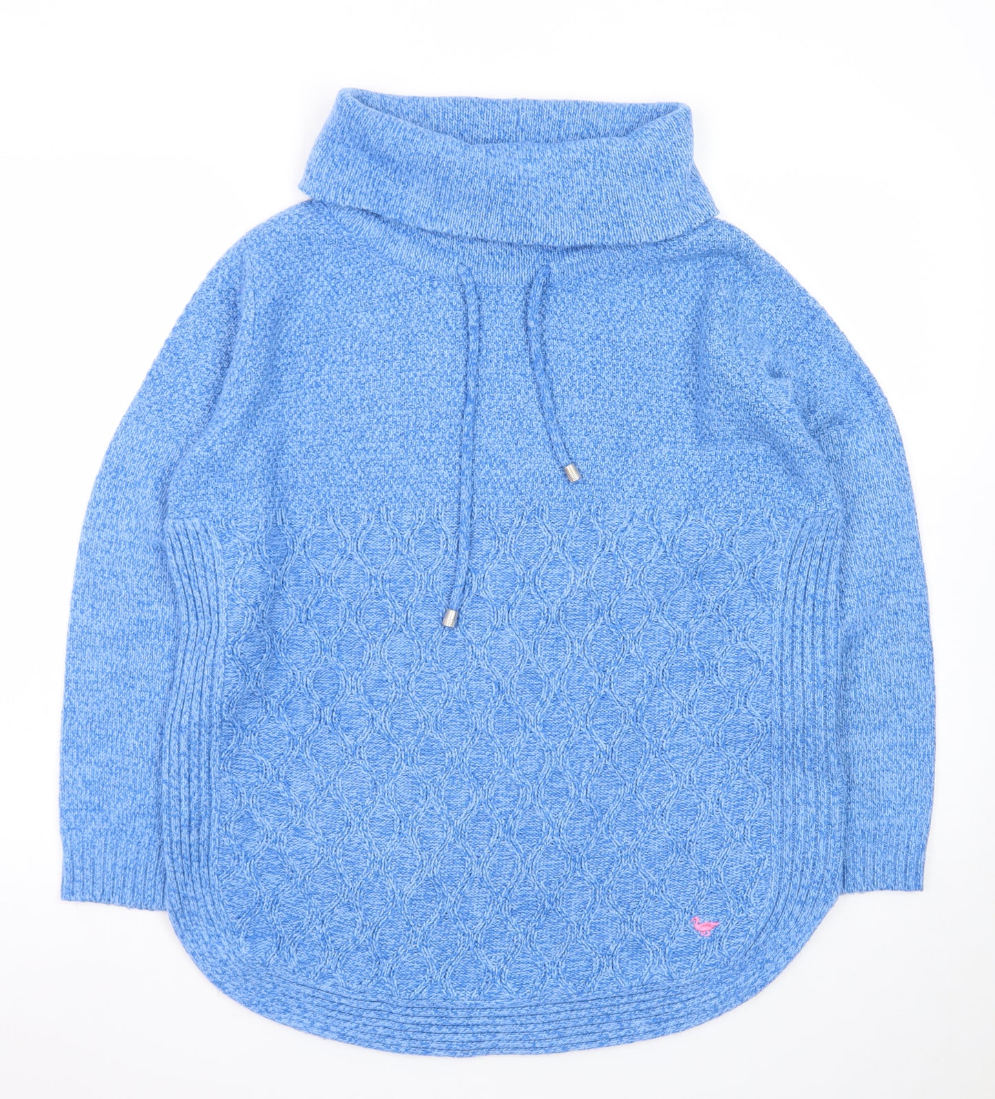 Country Rose Women Blue Cable Knit Cowl Neck Pullover Jumper M