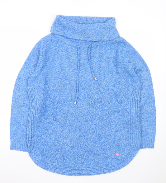 Country Rose Women Blue Cable Knit Cowl Neck Pullover Jumper M