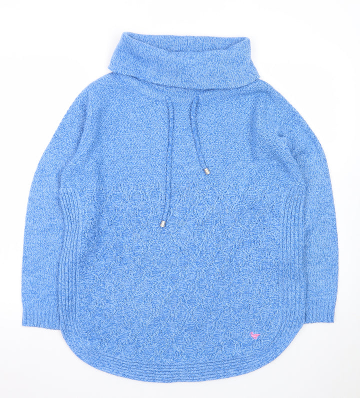 Country Rose Women Blue Cable Knit Cowl Neck Pullover Jumper M