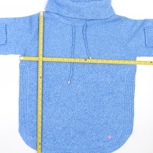 Country Rose Women Blue Cable Knit Cowl Neck Pullover Jumper M