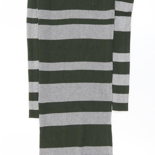 QED London Women's Green Striped Knit Bodycon Midi Dress Size S