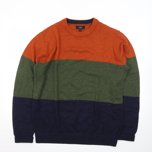Next Mens Multicoloured Crew Neck Pullover Jumper L Wool Blend