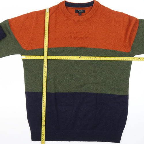 Next Mens Multicoloured Crew Neck Pullover Jumper L Wool Blend