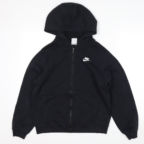 Nike Boys Black Full Zip Hoodie XL 158-170cm Cotton Blend Lined Casual