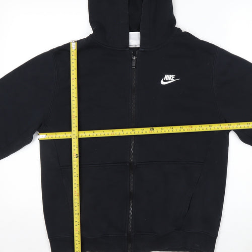 Nike Boys Black Full Zip Hoodie XL 158-170cm Cotton Blend Lined Casual