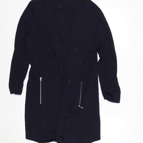 Wallis Women’s Black Longline V-Neck Zip Pocket Knit Cardigan M
