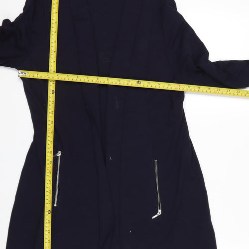 Wallis Women’s Black Longline V-Neck Zip Pocket Knit Cardigan M