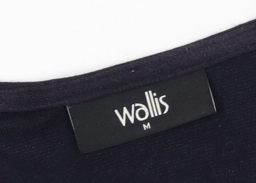 Wallis Women’s Black Longline V-Neck Zip Pocket Knit Cardigan M