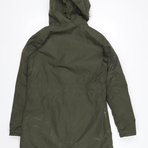 Regatta Womens Green Faux Fur Hooded Parka Coat Size 10