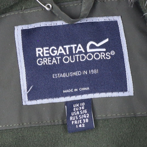 Regatta Womens Green Faux Fur Hooded Parka Coat Size 10