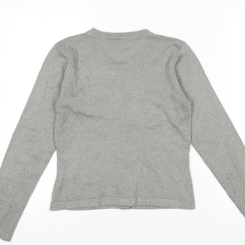 Miss Selfridge Womens Grey Floral Button Cardigan Size 12