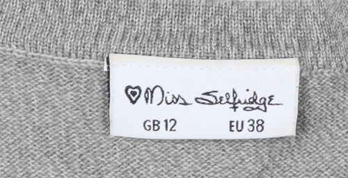 Miss Selfridge Womens Grey Floral Button Cardigan Size 12