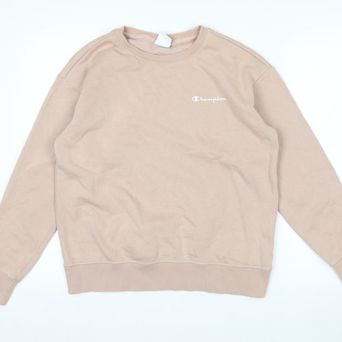 Champion Women’s Beige Small Pullover Sweatshirt Logo Crew Neck