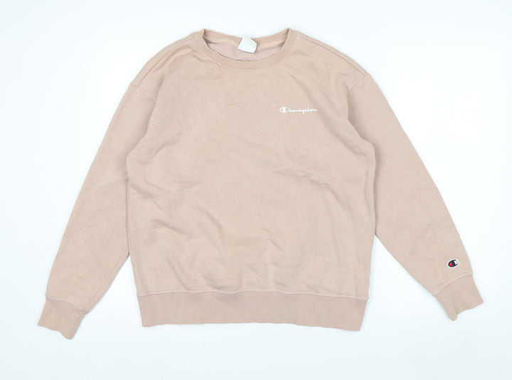 Champion Women’s Beige Small Pullover Sweatshirt Logo Crew Neck
