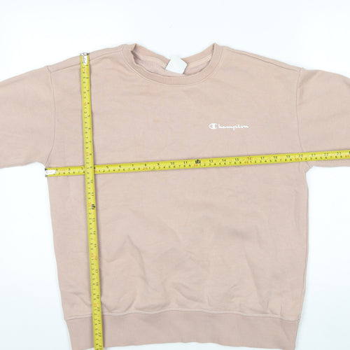 Champion Women’s Beige Small Pullover Sweatshirt Logo Crew Neck