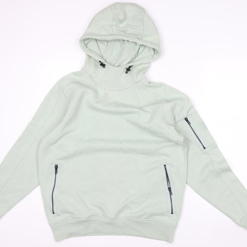 Next Men’s Green Pullover Hoodie M Regular Fit Zip Pocket