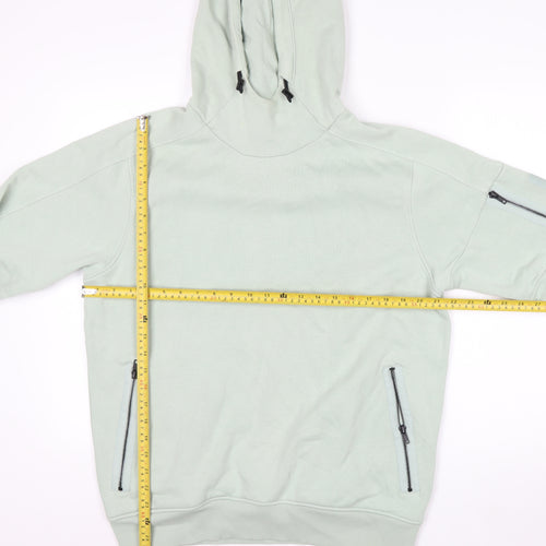 Next Men’s Green Pullover Hoodie M Regular Fit Zip Pocket