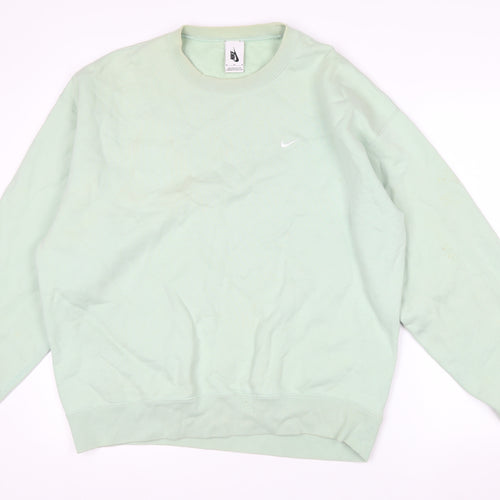 Nike Men's Green Medium Pullover Crew Neck Fleece Sweatshirt