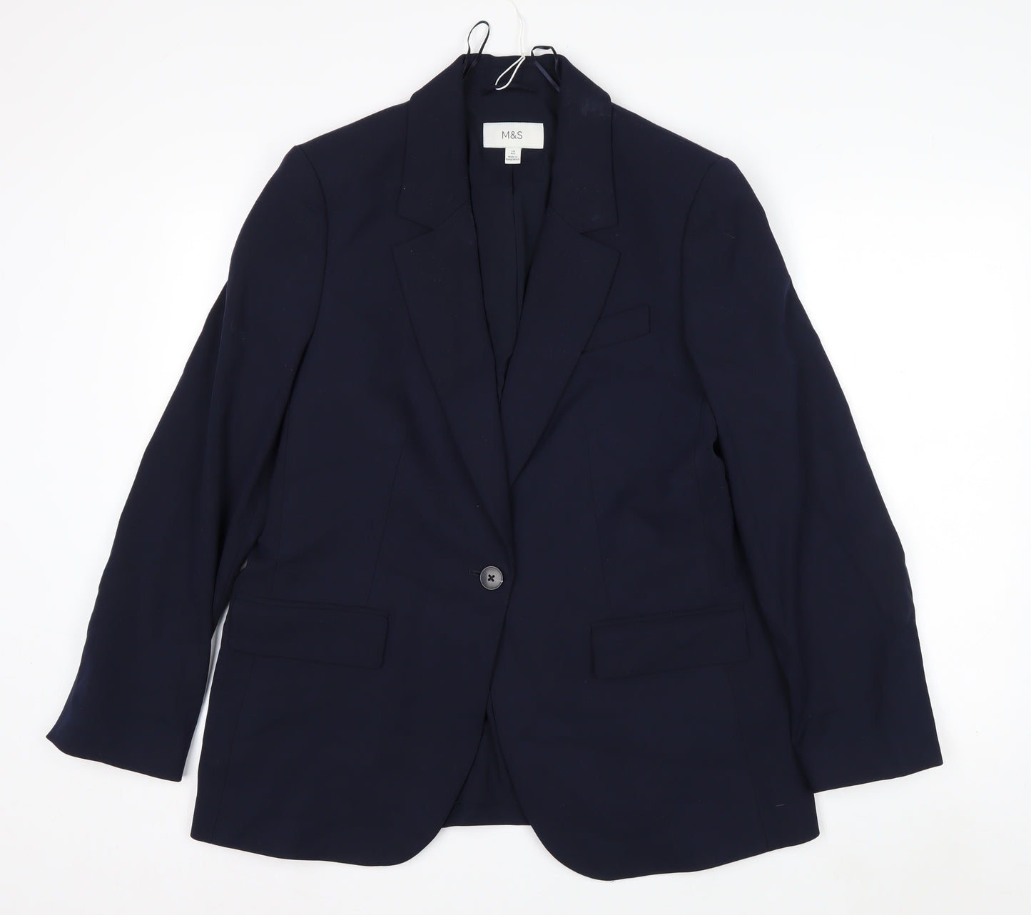 Marks and Spencer Women's Blue Size 14 Regular Fit Blazer