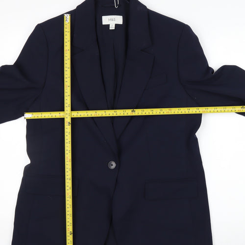 Marks and Spencer Women's Blue Size 14 Regular Fit Blazer