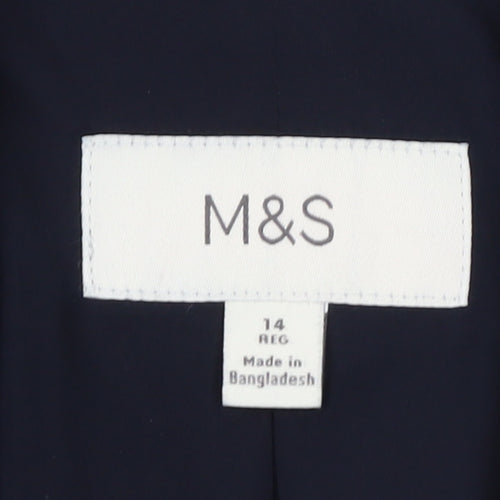 Marks and Spencer Women's Blue Size 14 Regular Fit Blazer