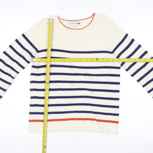 Uniqlo Women Ivory Striped Wool Knit Jumper S