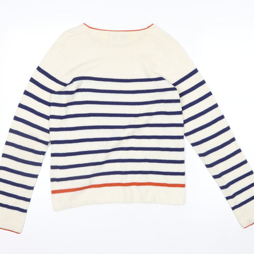 Uniqlo Women Ivory Striped Wool Knit Jumper S