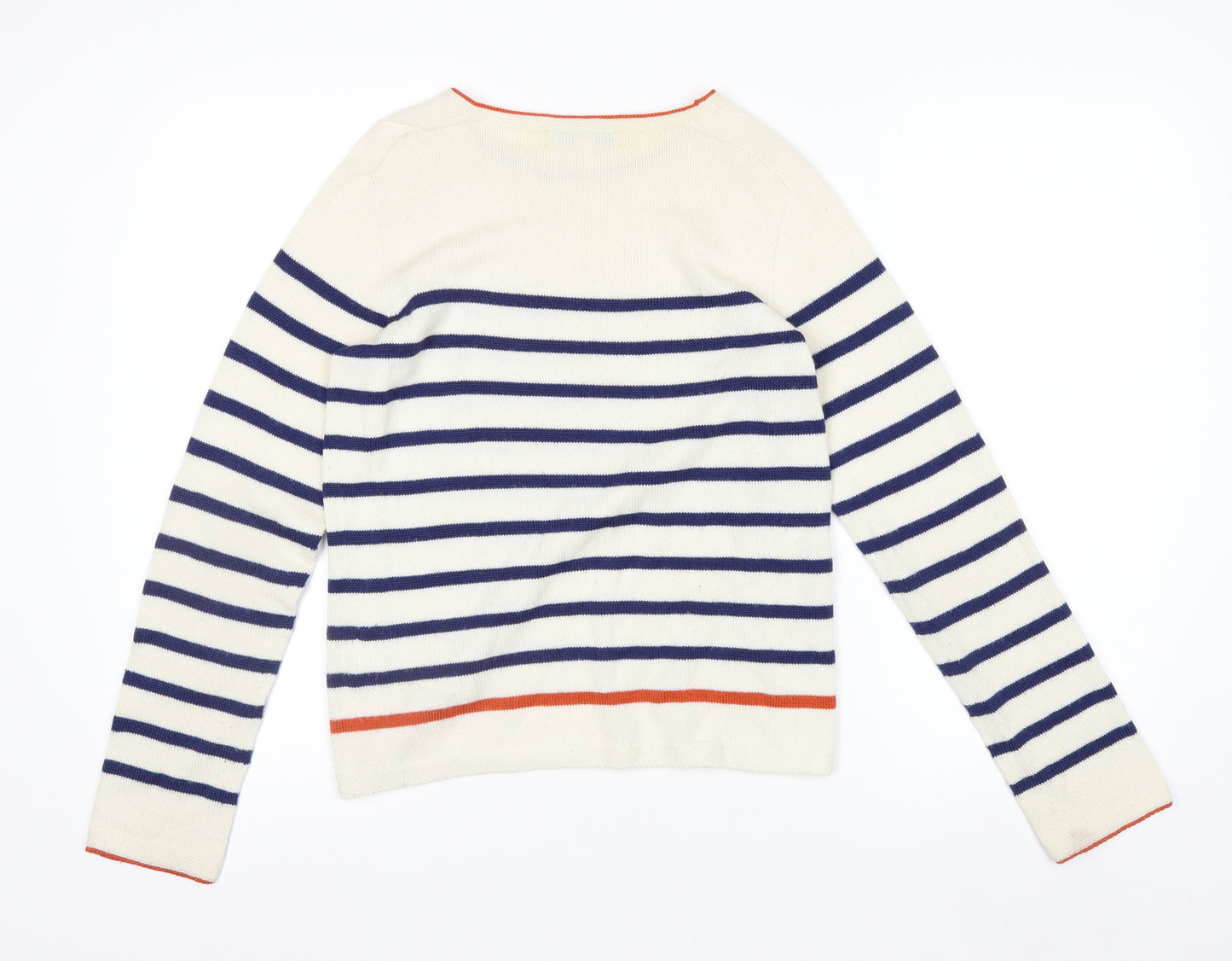 Uniqlo Women Ivory Striped Wool Knit Jumper S