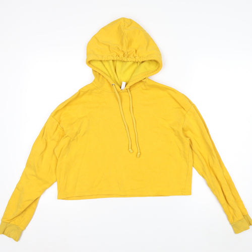 H&M Divided Women’s Yellow Cropped Pullover Hoodie Size S