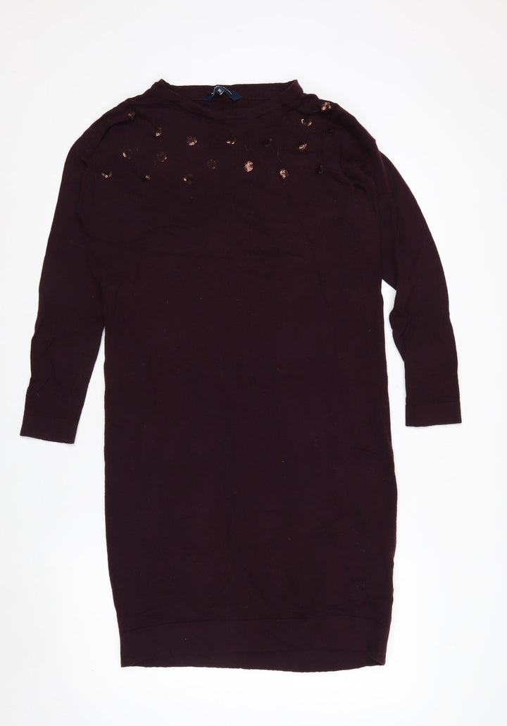 Crew Clothing Company Womens Brown Sequin Pullover Jumper Size 10