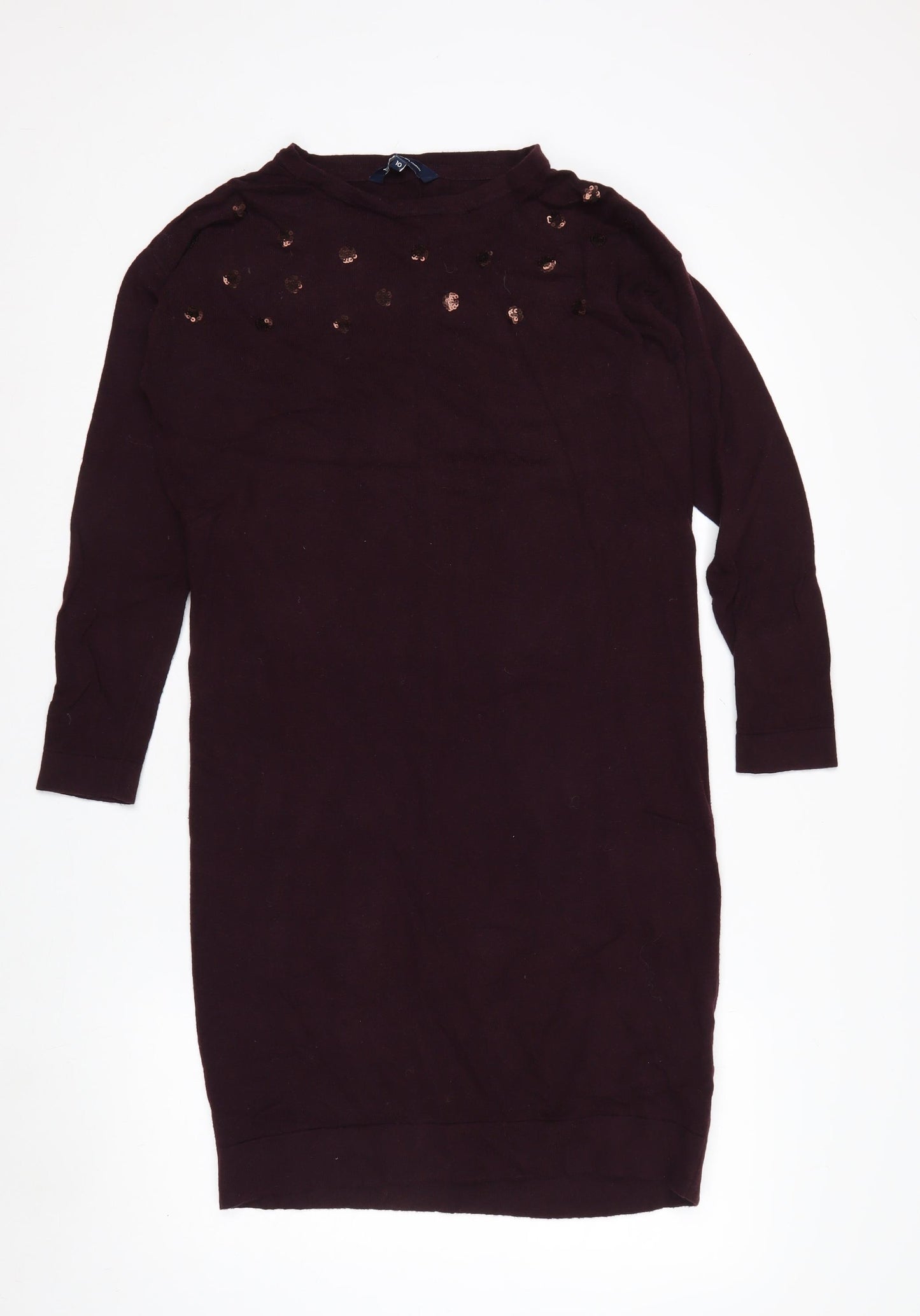 Crew Clothing Company Womens Brown Sequin Pullover Jumper Size 10