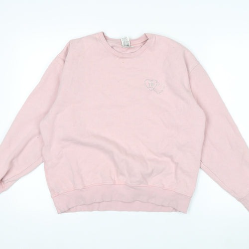 Victoria's Secret PINK Women's Pink Medium Pullover Sweatshirt Heart Rhinestone