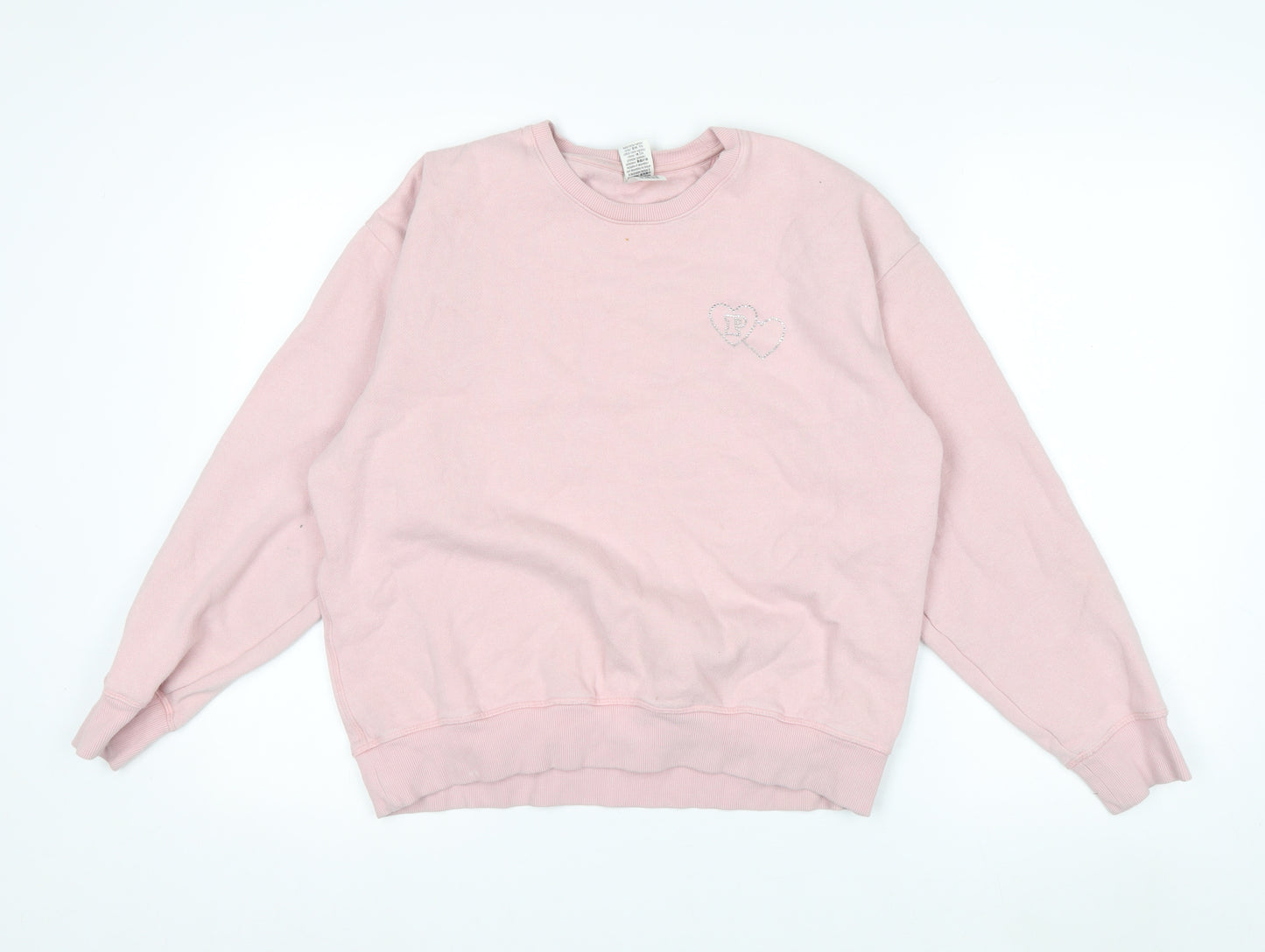 Victoria's Secret PINK Women's Pink Medium Pullover Sweatshirt Heart Rhinestone