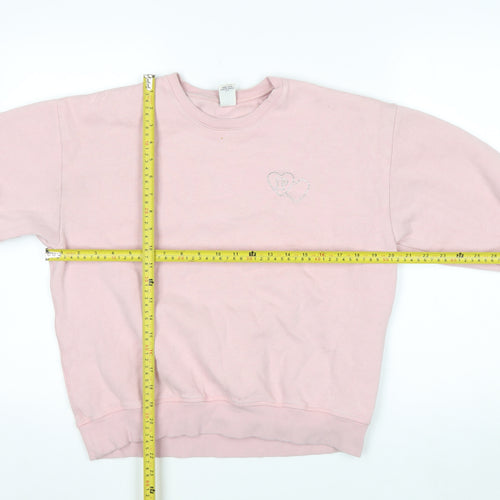 Victoria's Secret PINK Women's Pink Medium Pullover Sweatshirt Heart Rhinestone