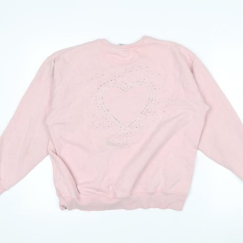 Victoria's Secret PINK Women's Pink Medium Pullover Sweatshirt Heart Rhinestone