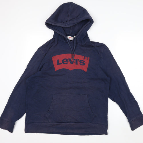 Levi's Men's Blue XL Pullover Hoodie with Logo Graphic