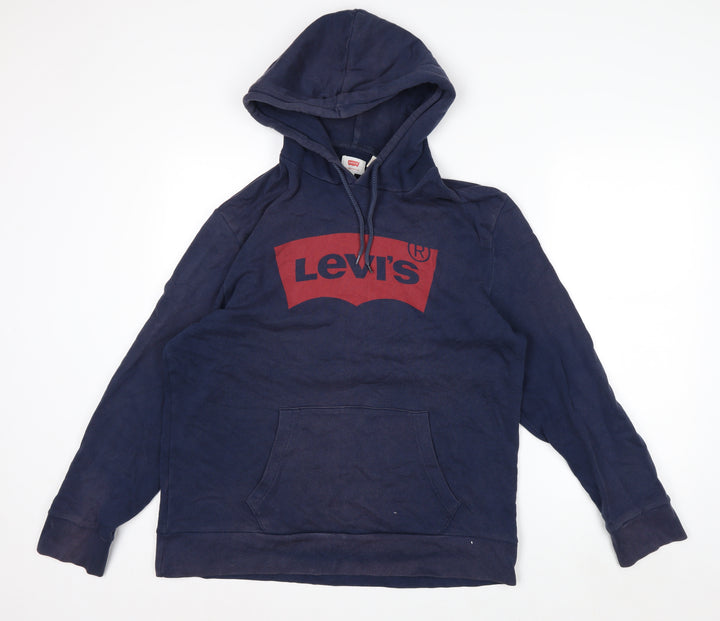 Levi's Men's Blue XL Pullover Hoodie with Logo Graphic