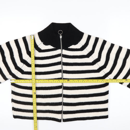 Next Women’s Black & White Striped Full Zip Jumper Size M