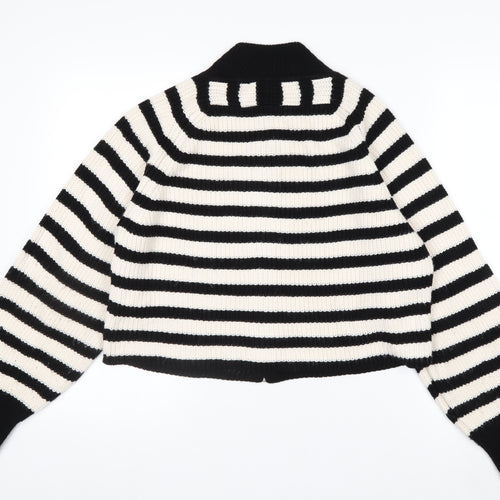 Next Women’s Black & White Striped Full Zip Jumper Size M