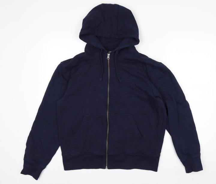 John Lewis Men’s Blue Full Zip Cotton Hoodie Size M