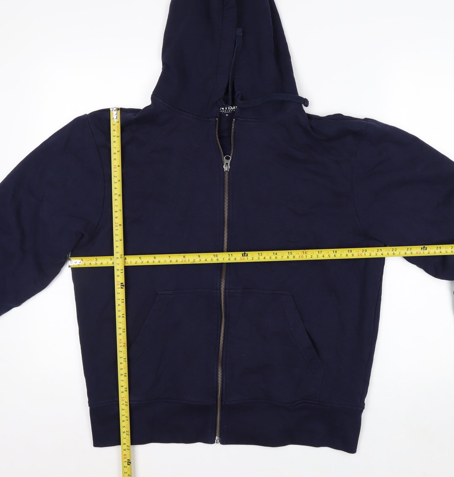 John Lewis Men’s Blue Full Zip Cotton Hoodie Size M