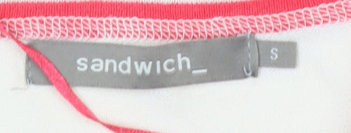 Sandwich Womens Red Beige Striped Boat Neck Long Sleeve Cotton Top Size S
