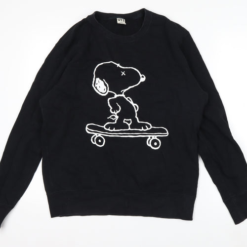 Uniqlo KAWS x Peanuts Mens Black M Pullover Sweatshirt Snoopy Graphic