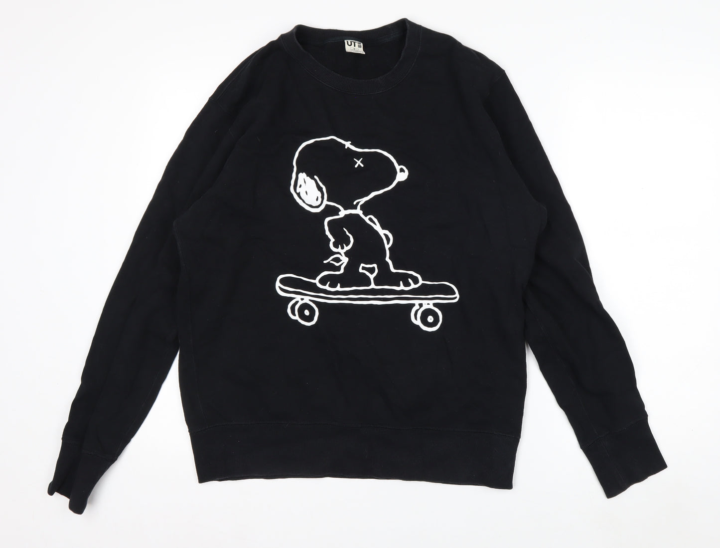 Uniqlo KAWS x Peanuts Mens Black M Pullover Sweatshirt Snoopy Graphic