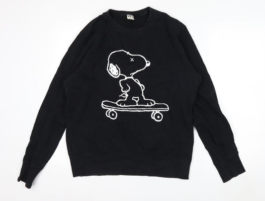 Uniqlo KAWS x Peanuts Mens Black M Pullover Sweatshirt Snoopy Graphic